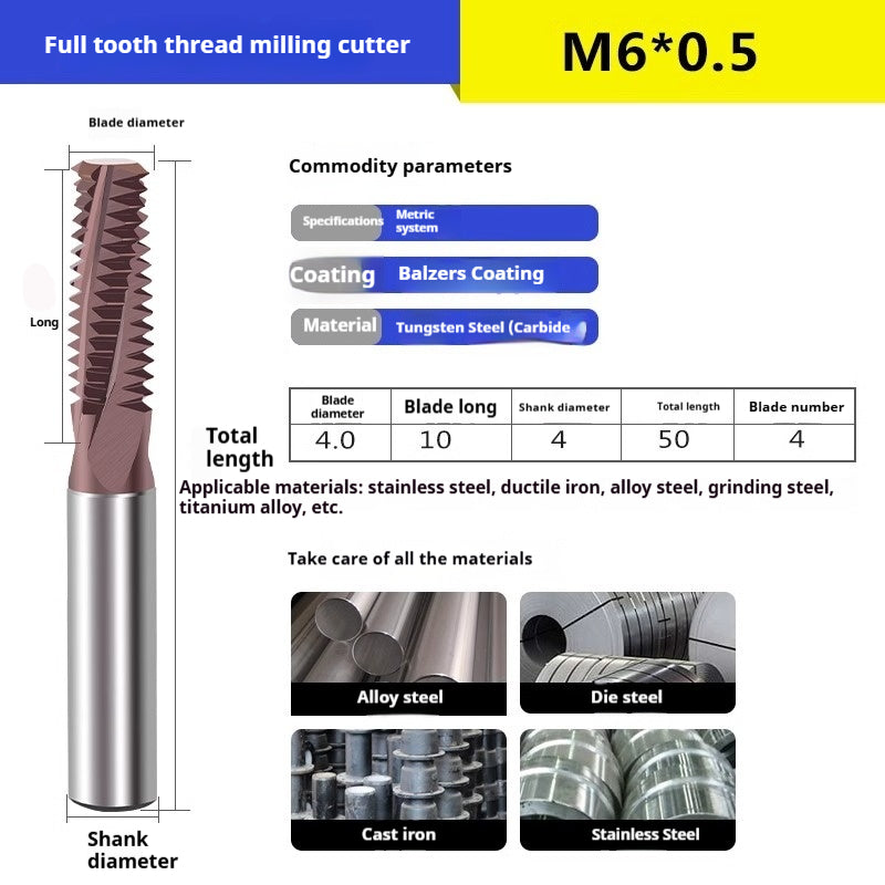 6032 60 degree thread milling cutter single thread, three threads, full thread CNC machining center tungsten steel alloy coated milling cutter can be customized Shandong Denso Pricision Tools Co.,Ltd.